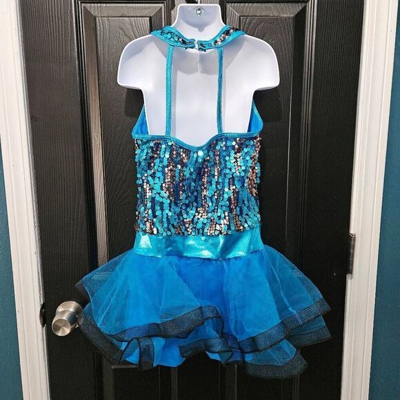 Weissman pre owned blue sequin child large dance costume jazz tap solo - Picture 4 of 6